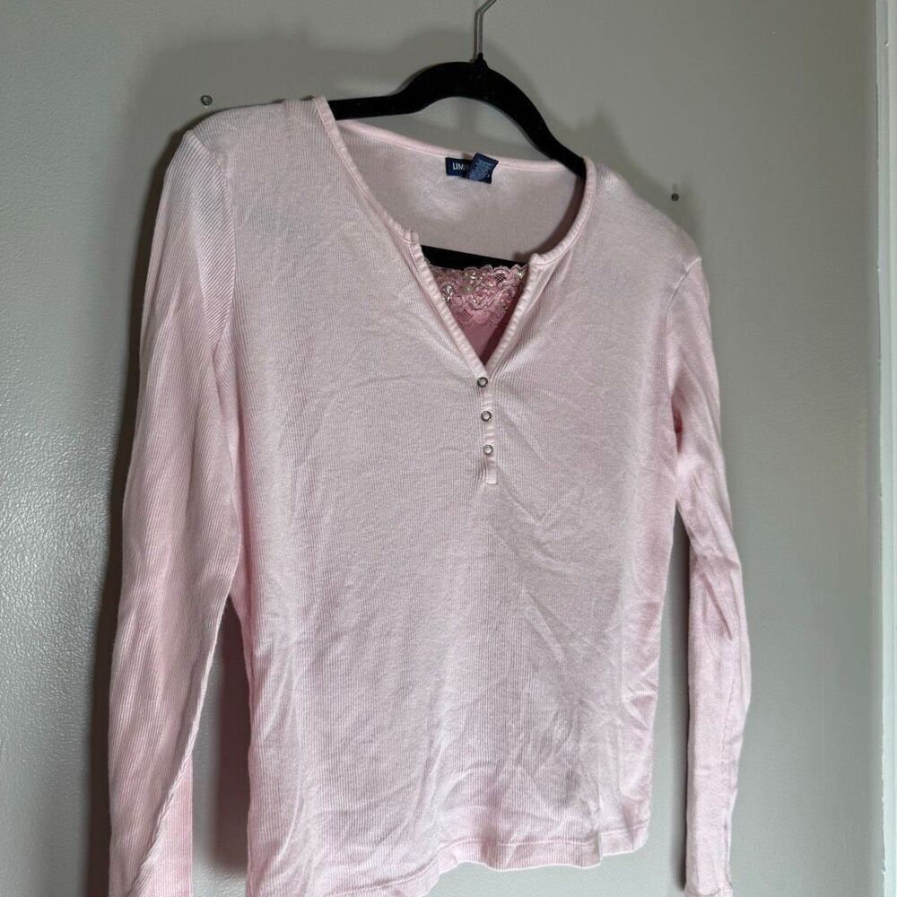 Vintage Y2K Limited Too Long Sleeve Lace Up Beaded Dress Women’s Blouse